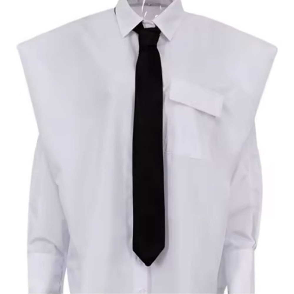 Classic White Shirt with Black Tie